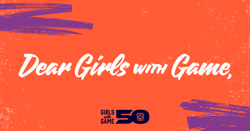 LittleLeague's tweet photo. "Dear #GirlsWithGame,

I’m sure there are hundreds of young girls looking up to YOU as their own role model."

🧡💜 Chris Downs, Little League Director of Constituent Communications shares his story of coaching a tenacious first baseman and pitcher named Grace Schreckengast ⤵️