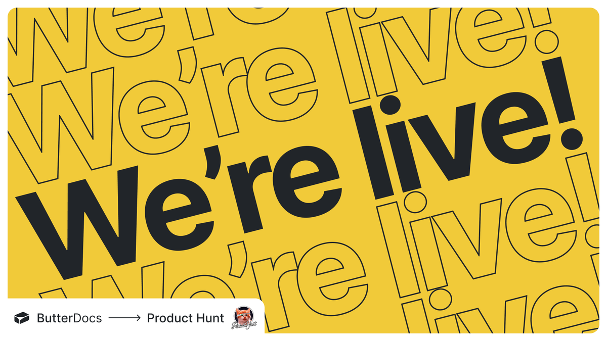ButterDocsHQ's tweet photo. Google Docs, you're officially on notice.

ButterDocs is live on ProductHunt!
https://t.co/dneLMbFim7

And we're not doing half bad 😎

#1 so far with 370+ upvotes and 76+ comments. 

We need your help to stay #1 for the today and reach for Product Hunt of the week and month! https://t.co/l4yjqkSsL9