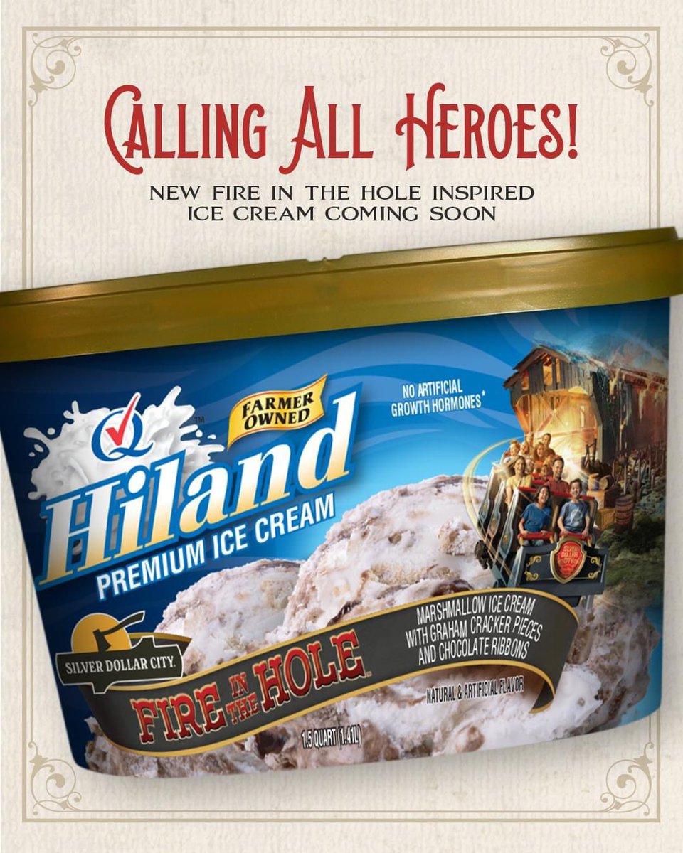 BREAKING (DELICIOUS) NEWS - We’ve partnered with Hiland Dairy  for our new Fire in The Hole ice cream! Celebrate the largest indoor family coaster in the Midwest with marshmallow-flavored ice cream, chocolate ribbons, and graham cracker pieces – a s'mores lover's dream!
