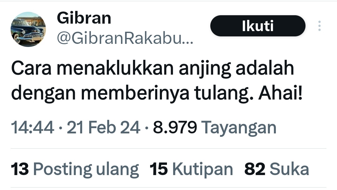 Kira-kira... 🤔 
Anjing mana yg dia👇🏻maksud sudah diberi tulang..??? 

Ada yang bisa jawab...???  

*ngeri kali bahasanya..."Menaklukan ANJING .....bla....bla....bla...." 

Gimana perasaan anjing yg di kasih tulang ya......?? 
Jadi penisirin aku...🤔🤭