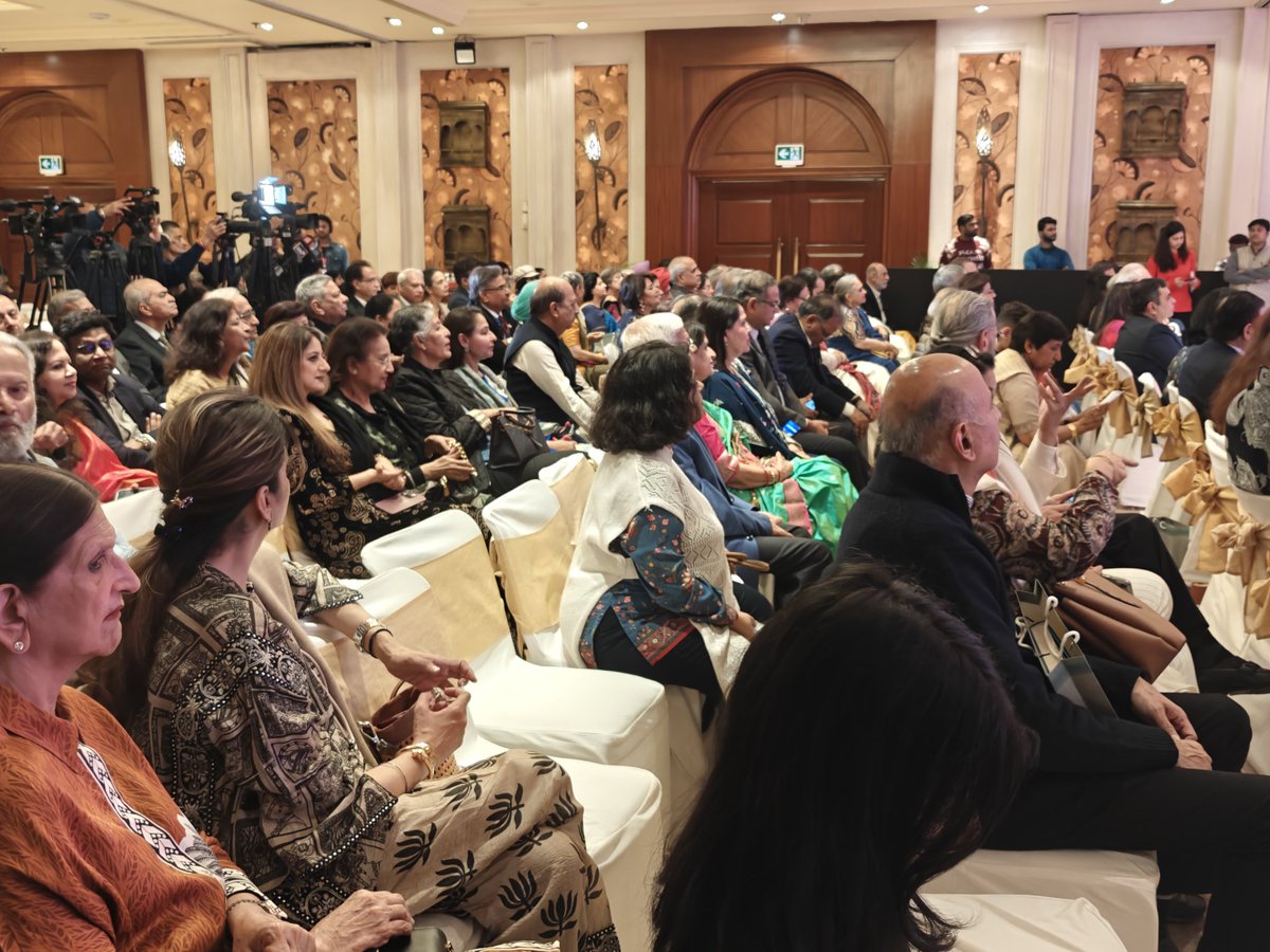 Thrilled to attend the Delhi launch of 'Swallowing the Sun' by Ambassador @lakshmiunwomen! Engaging conversation with publisher David Davidar and captivating reading by @iKabirBedi. The packed hall at ITC Maurya was buzzing with literary energy! 📚