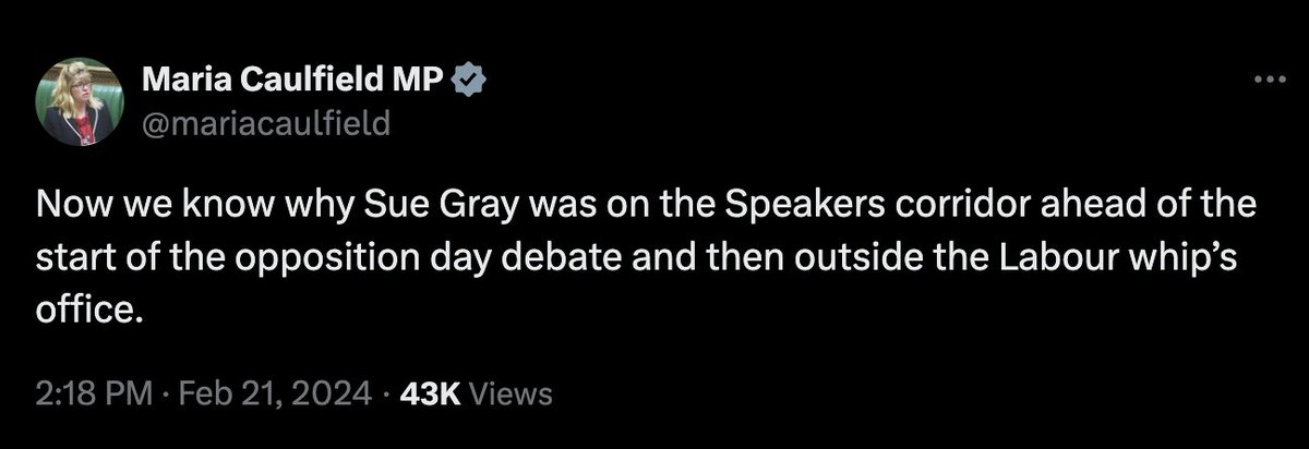 if i wasn't 100% sure Sue Gray was a real person I would assume it was a catch-all concept for when something happens that Tories don't like