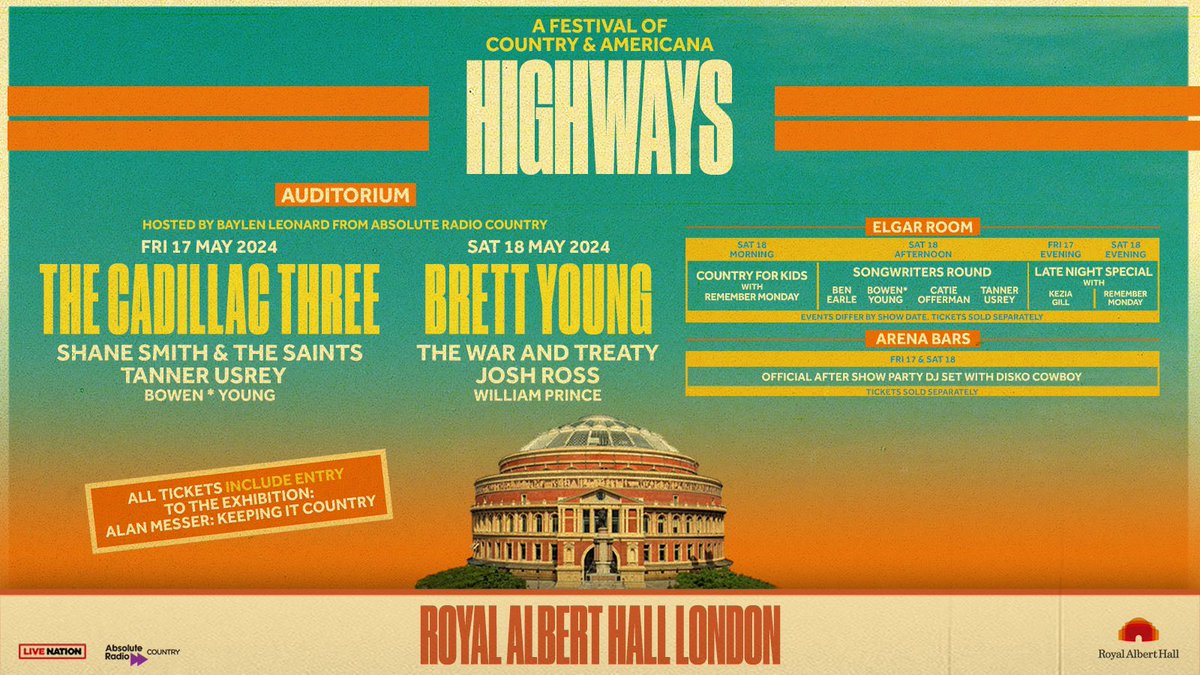 See you at May 17 & 18th at @RoyalAlbertHall for @HighwaysFest! 🎉✨ Hit the link in our bio to join the fun! ❤️