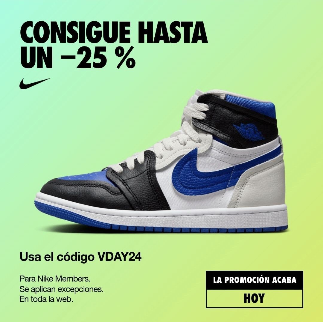 ⚠️ TERMINA HOY ⚠️

🤩 Liquidación total en el outlet de Nike: zapatillas Air Max, Jordan, complementos y más desde 37€.

ℹ️ Descuentos del 50%, devoluciones gratis y cupón adicional: VDAY24

➡️ Enlace: tidd.ly/49wCIcf