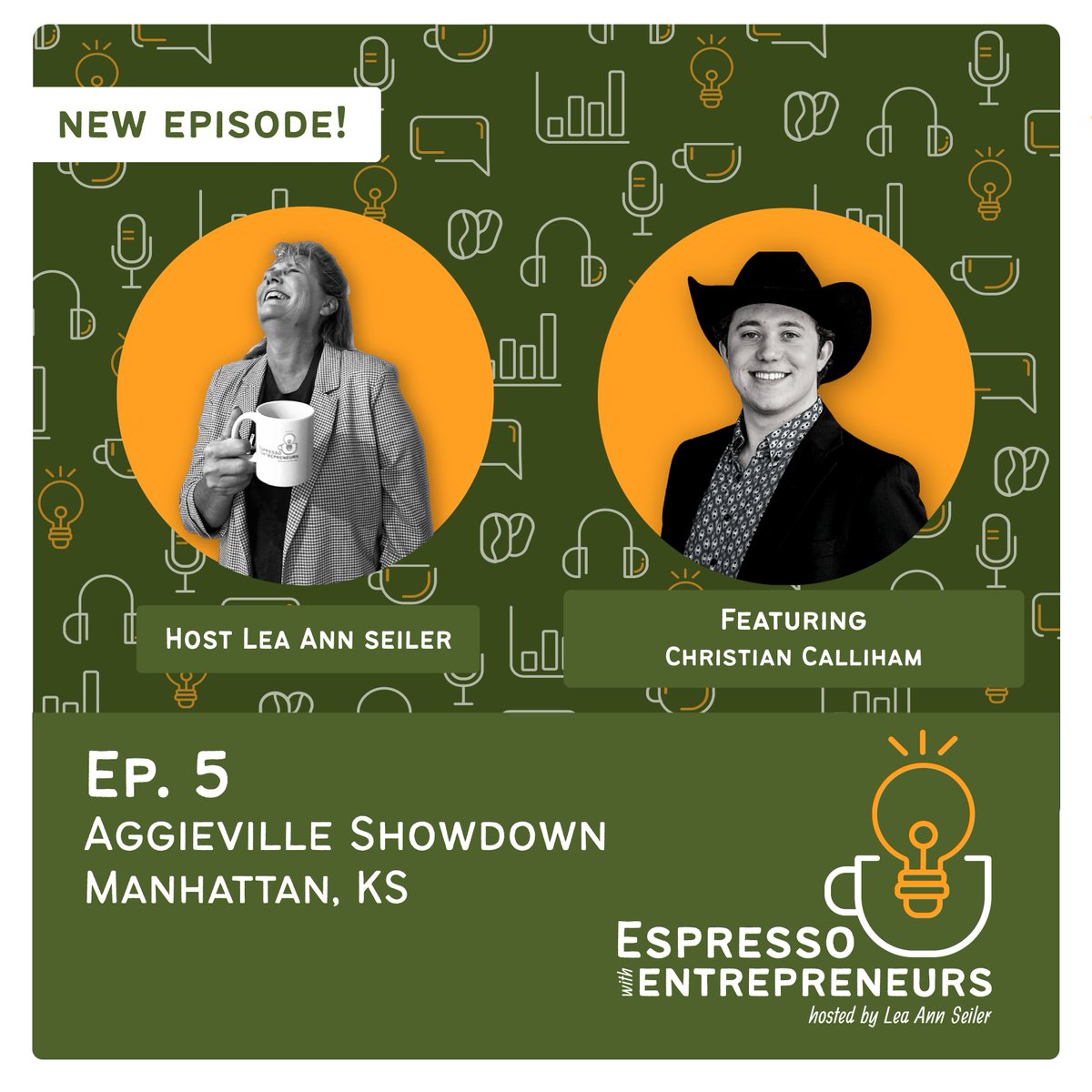 Check out the latest installment of Espresso with Entrepreneurs! Join @LeaAnnSeiler22 for a coffee-fueled conversation with Christian Calliham from Aggieville Showdown. ☕️🎙️ Listen now: t.ly/dYsYQ