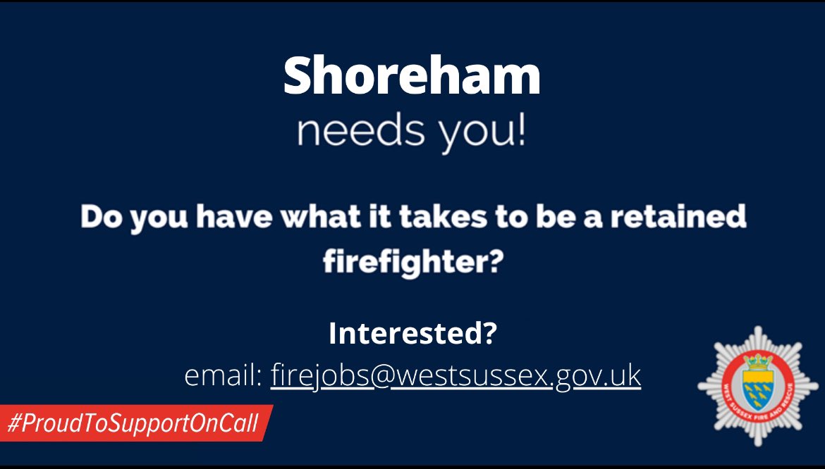 Could you be an On Call Firefighter? There are vacancies here at Shoreham. On Call firefighters live or work within 5 minutes of their local fire station and respond when required. Get in touch for more details or click on the following link. westsussex.gov.uk/fire-emergenci…