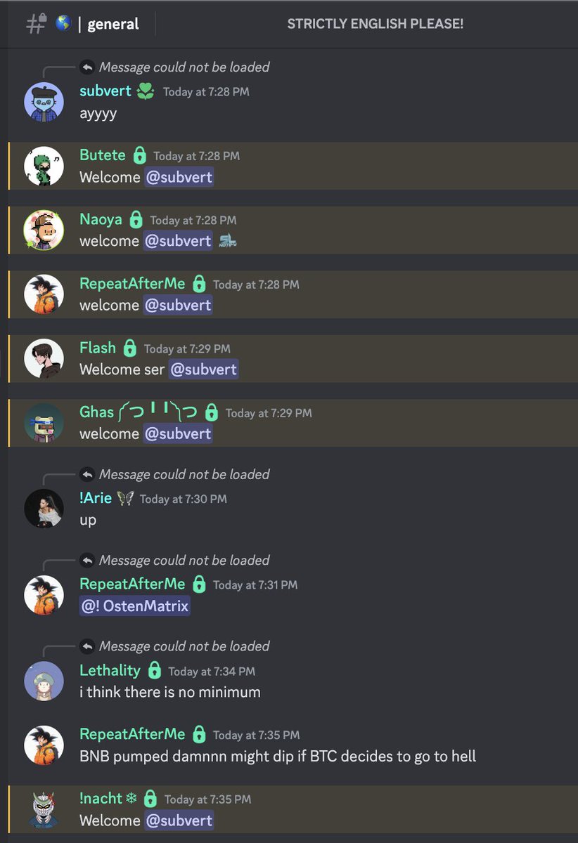 SubvertPlaysTCG's tweet photo. The @SLNotifyIO community is ridiculous. 🤯

I finally had some time to join the Discord and verify my wallet. Hopped in the chat and said GM, then went to have dinner. 🍽️

Was shocked when I came back to 3⃣0⃣➕ notifs personally welcoming me. 

Now THAT'S how you do community.