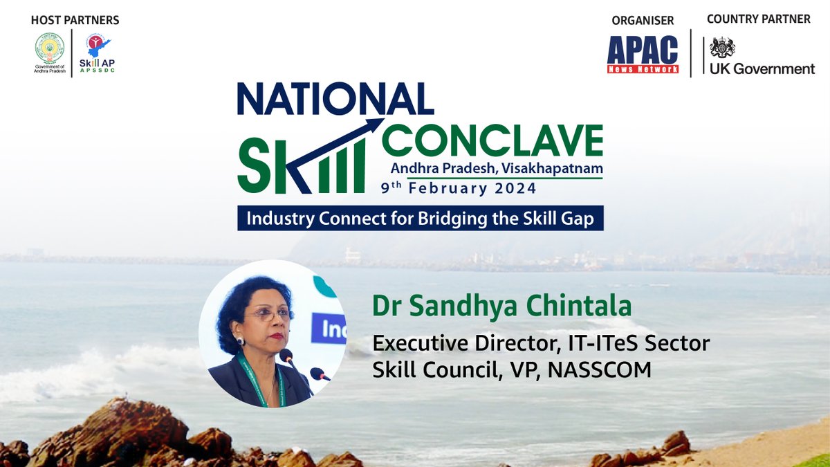 APAC National Skill Conclave-AP: Dr Sandhya Chintala, Executive Director, IT-ITeS Sector Skill Council, VP, NASSCOM

Watch the full video here : youtube.com/watch?v=WtQDyS…

#APSkill #APHR #APACSkill #APACHR #HigherEducation #HR #Industry #AndhraPradesh #Industry4.0  <a href="/ssureshias/">S Suresh Kumar IAS</a>