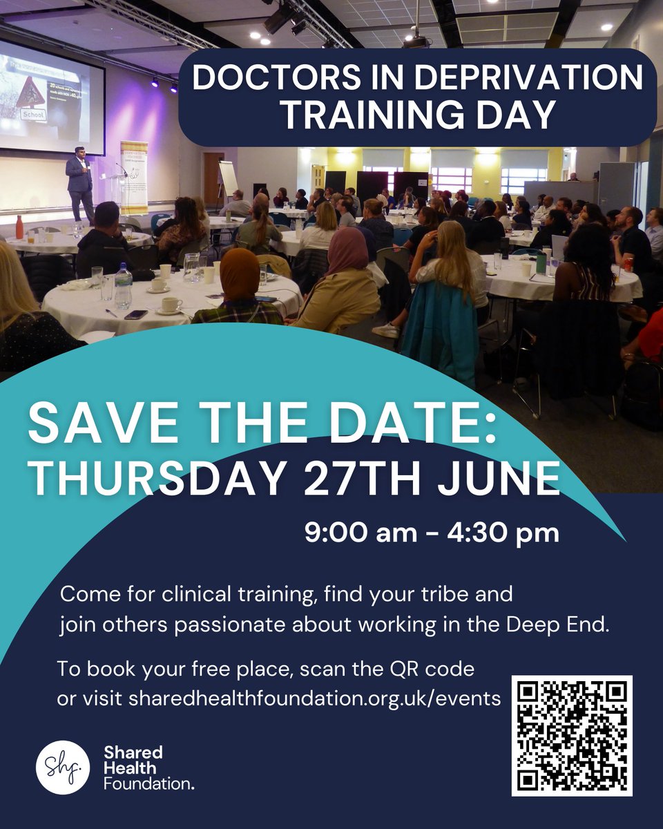 🚨Calling all GPs working in the Deep End🚨

Our annual Doctors in Deprivation training day is back! 

🔵Thursday 27th June 
🔵9:00-4:30pm
🔵Free lunch!
🔵Come find your tribe and be inspired.

Book your free ticket below.

sharedhealthfoundation.org.uk/events/