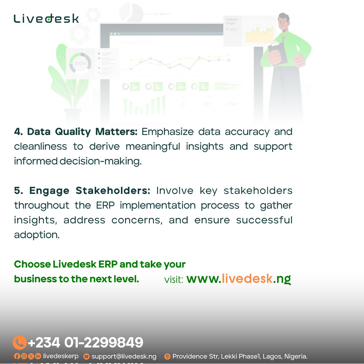 Unlocking the potential of ERP in your business is not just about adopting a software solution but embracing a transformative tool that can  position your company for long-term success.

 Start with Livedesk ERP today.
 livedesk.ng

 #LiveDeskERP