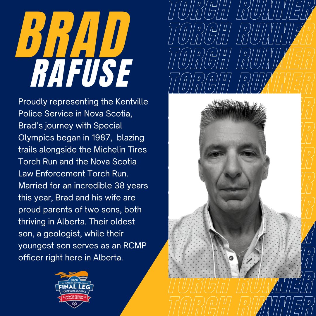 Meet Brad Rafuse, representing the Kentville Police Service in picturesque Nova Scotia! Brad's journey with Special Olympics began in 1987, blazing trails alongside the Michelin Tires Torch Run and the Nova Scotia LETR. Welcome Brad!#specialoalberta #socwgcalgary2024 #albertaletr