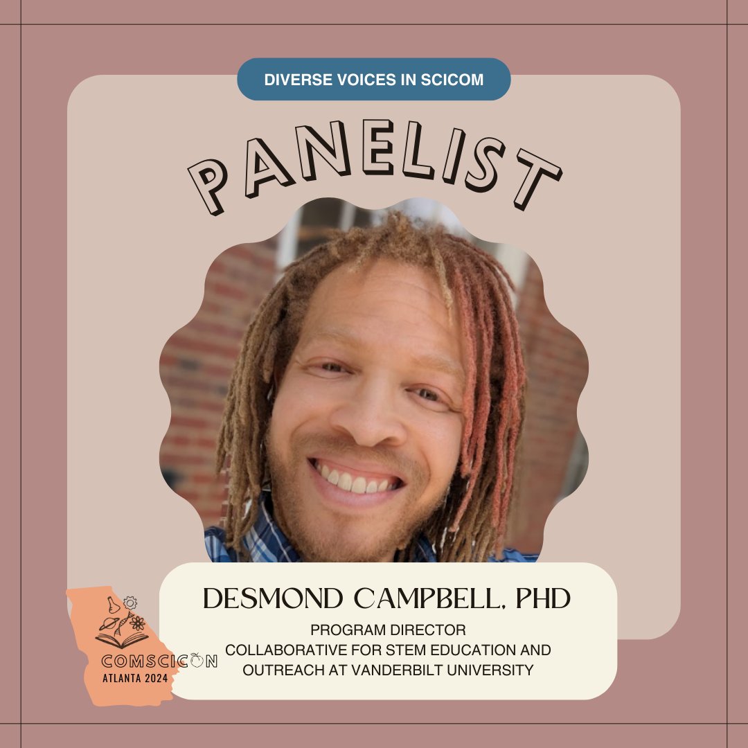 ComSciCon-ATL (@comsciconatl) on Twitter photo For our second panel - "Diverse Voices in SciCom", we are lucky to have Adria Peterkin, Dr. Dax Ovid and Dr. Desmond Campbell talking with us this Saturday 👏
<a href="/ayaresearchinst/">AYA Research Institute</a>
#comsciconatl2024 #sciencecommunication #diversityinscience For our second panel - "Diverse Voices in SciCom", we are lucky to have Adria Peterkin, Dr. Dax Ovid and Dr. Desmond Campbell talking with us this Saturday 👏
<a href="/ayaresearchinst/">AYA Research Institute</a>
#comsciconatl2024 #sciencecommunication #diversityinscience