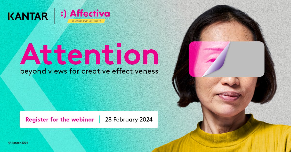 Elevate your #ads from mere playback to substantial payback 🚀🌟 📢 📆 Join Affectiva & @Kantar upcoming #webinar: 'Attention Beyond Views for Creative Effectiveness' next Wednesday, 28 Feb at 11AM ET! 👉 Register today: hubs.ly/Q02lNZMK0