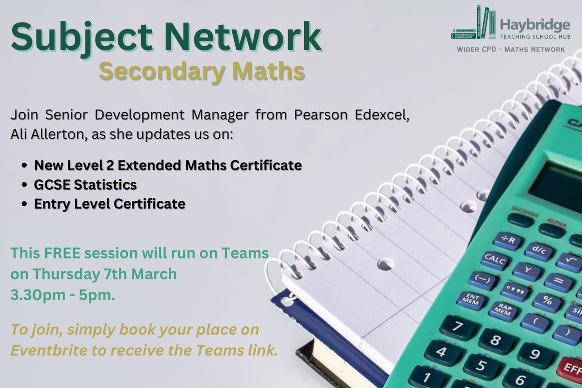 Join this FREE online session for #subjectnetwork #secondarymaths. Spaces are limited, so book your place now via Eventbrite eu1.hubs.ly/H07KtYn0
#CPD #Sandwell #Dudley #maths #haybridgetsh