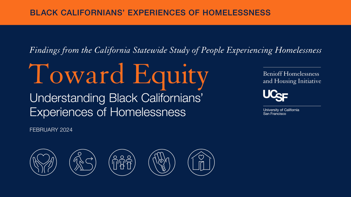 Our new report, “Toward Equity,” explores #CAHomelessnessStudy data to uncover causes, consequences & racial disparities of homelessness among Black Californians. The findings are striking. 🧵 (1/5)
Report: homelessness.ucsf.edu/BlackCAreport
Webinar: homelessness.ucsf.edu/events
#SystemicRacism