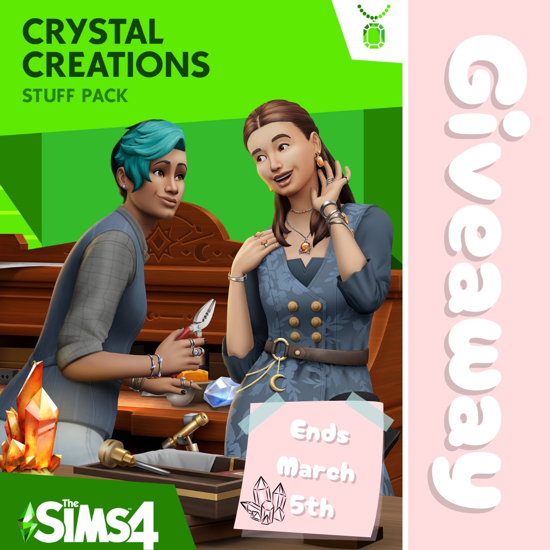 Thanks to the #EACreatorNetwork I am doing a GIVEAWAY for the new #CrystalCreations Stuff Pack

‧₊˚✧ To Enter ✧˚₊‧
⤷ Like & RT
⤷ Comment your favorite nature/animal emoji🌈

Open for PC, Mac and Console!

Ends March 5th at 8pm CET

#TheSims4 #TheSims #Giveaway