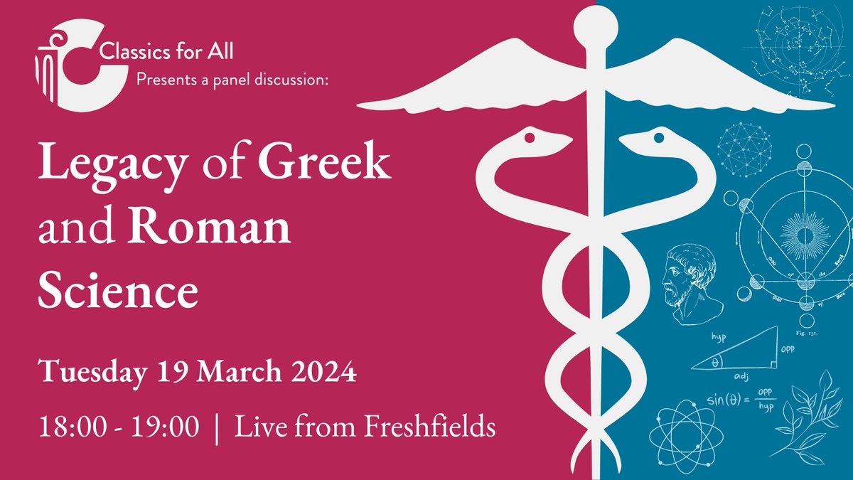 📢Tickets are now live for our livestream of 'The Legacy of Greek and Roman Science' event! 📅Tuesday 19 March | 6.00pm 🔻Online Join us for an evening of ancient science and insightful panelist🧪🏺Book your tickets here (or see our bio for more info): shorturl.at/fmwGU