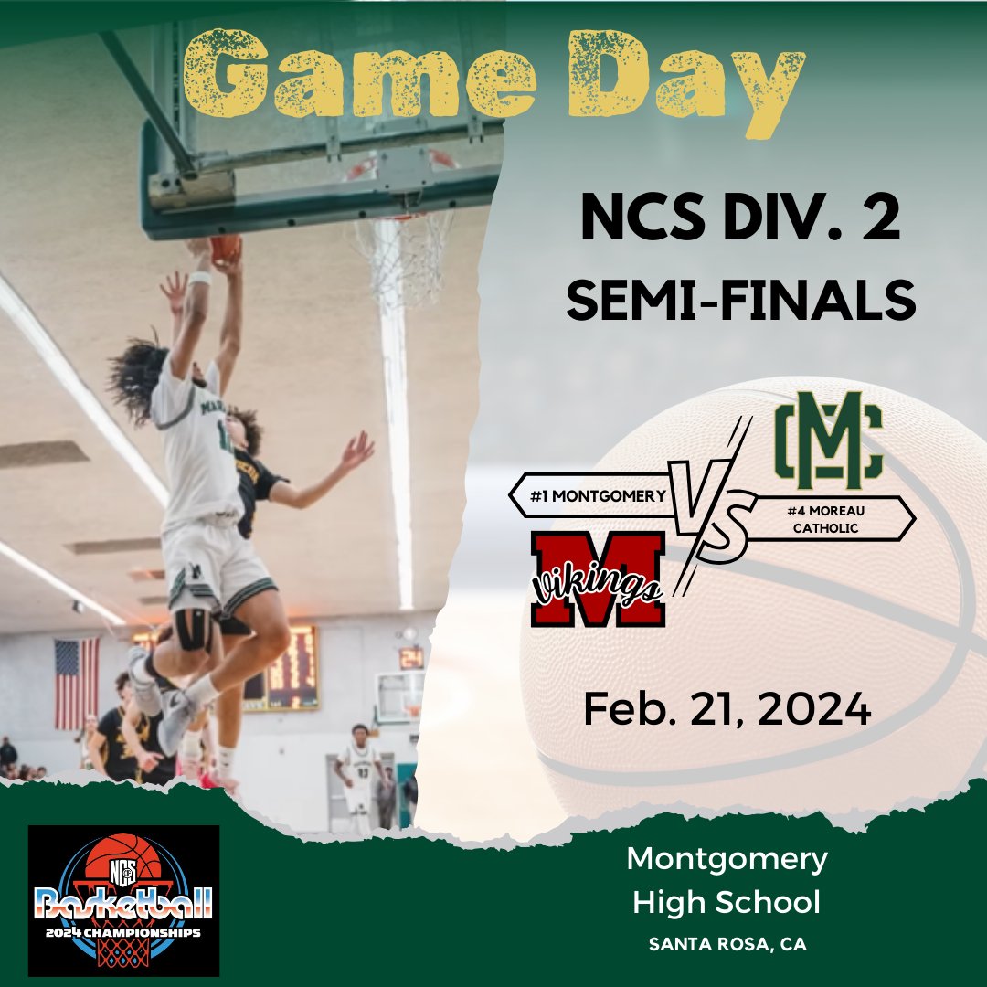 fknightsays's tweet image. Game Day! NCS Div. 2 Semi- Finals. #4 Moreau Catholic vs. #1 Montgomery. #mchoops #ttp