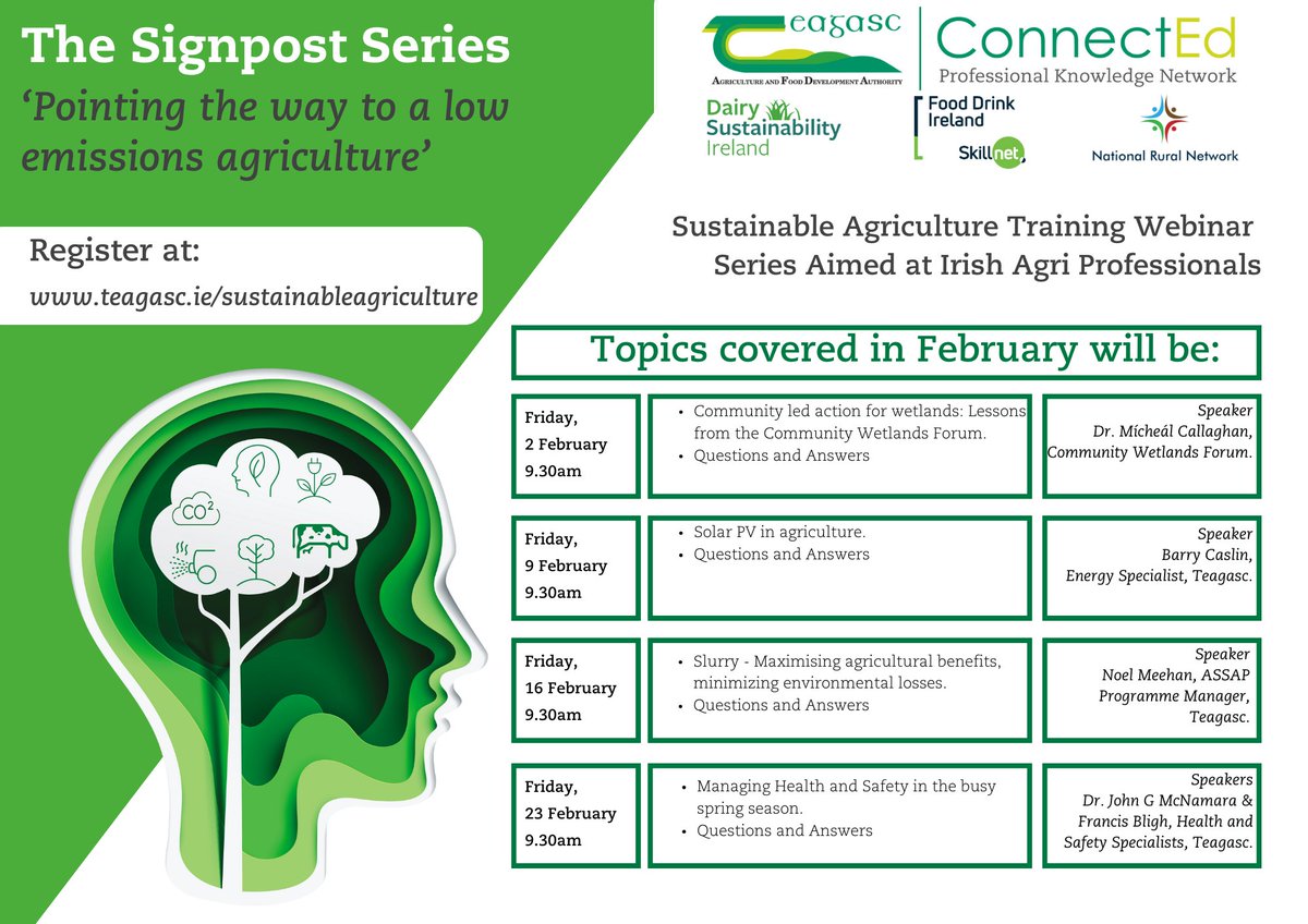 Don't miss tomorrow morning's #TheSignpostSeries at 9.30am. Dr. John G McNamara &amp; Francis Bligh, Health and Safety Specialists <a href="/teagasc/">Teagasc</a> will join us to discuss ‘Managing Health and Safety in the busy spring season.’ Register on teagasc.ie/sustainableagr…