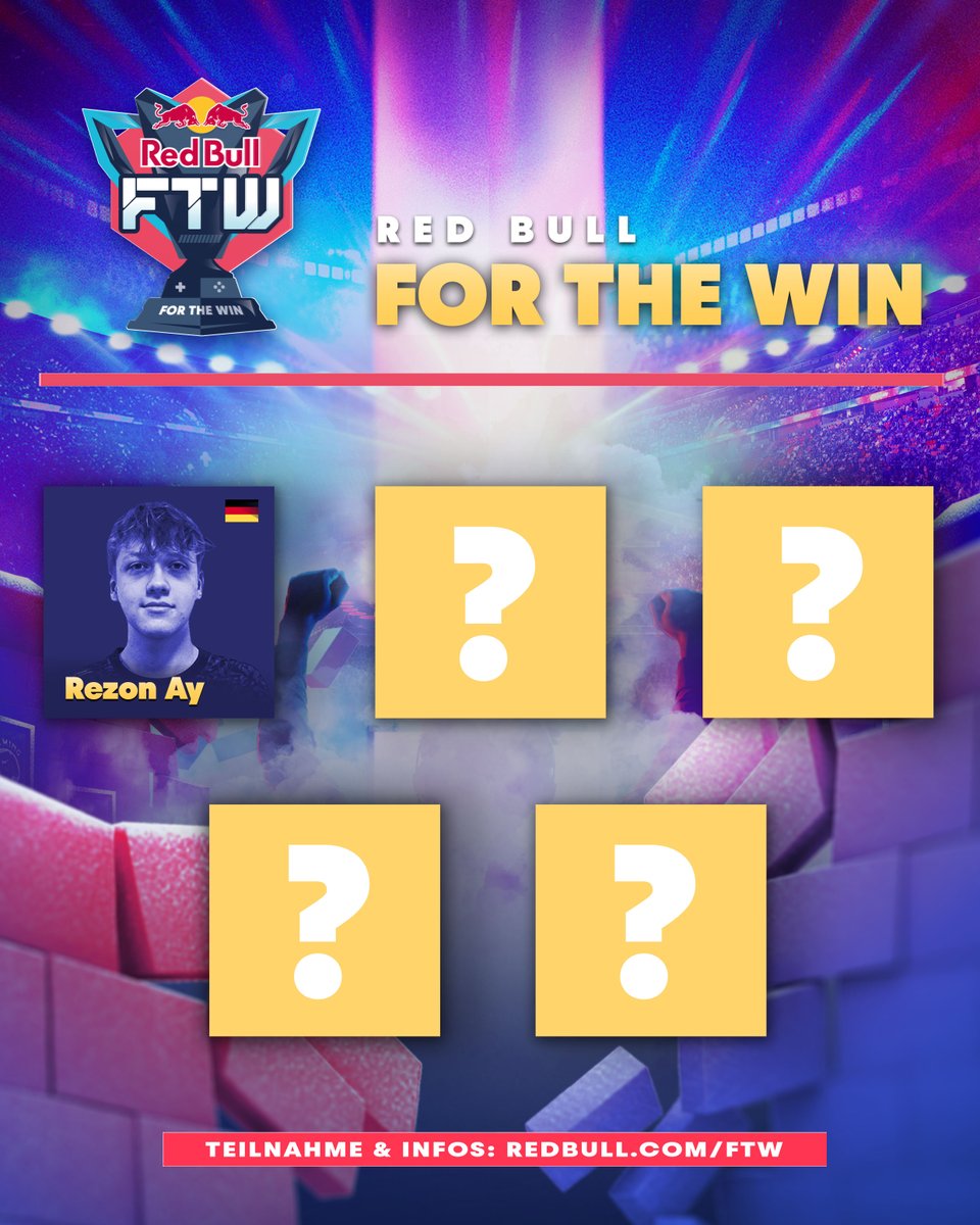 YES! Red Bull For The Win ist zurück - dieses Mal mit Fortnite!

Und wir haben auch schon den ersten Pro zu announcen: <a href="/rezonayy/">rezon ay</a> 😎

Welchen Fortnite Profi sollen wir uns noch holen? 👀