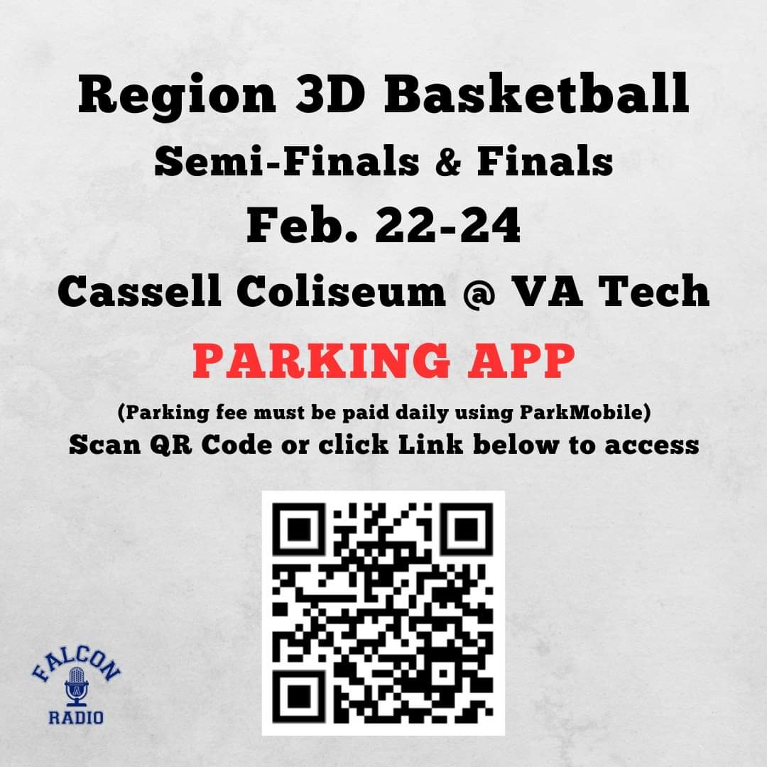 Parkmobile required for Parking on VA Tech campus if attending the Region Basketball.
parking.vt.edu/parking/parkmo…