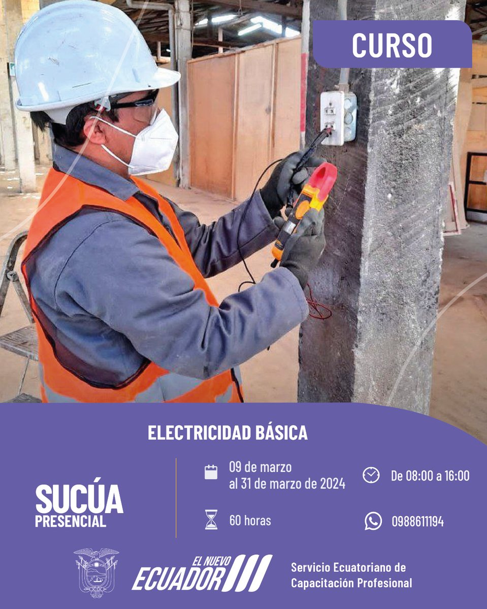 secap_ec's tweet photo. #Sucúa | MODALIDAD PRESENCIAL💥

Impulsa tus conocimientos con nuestro programa de capacitación en 'Electricidad básica'.

¡Invierte ya en ti mismo y alcanza el éxito que mereces! ☀️

💻 Inscripciones en línea a través de:
✅ https://t.co/eVZ7ugjOYd

#HuellaSecap
#SecapTeCapacita https://t.co/lPexw8sNDa