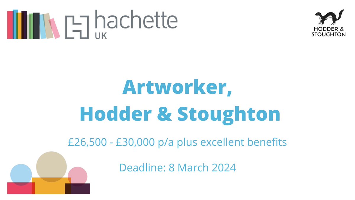 An exciting opportunity to join the <a href="/HodderBooks/">Hodder & Stoughton (no longer active)</a>  Art department as an Artworker. 

Apply here: rb.gy/ptq71c
