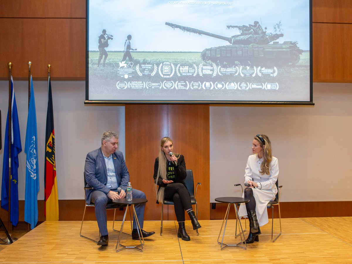 Freedom on Fire: Ukraine’s Fight for Freedom 📽️ tells the stories of ordinary Ukrainians under two years of Russian attack. Pleased to host UN Ambassadors to watch this brilliant story of human courage and resolve. The Ukrainian people are not giving up. Nor are we. 🇬🇧🇺🇦