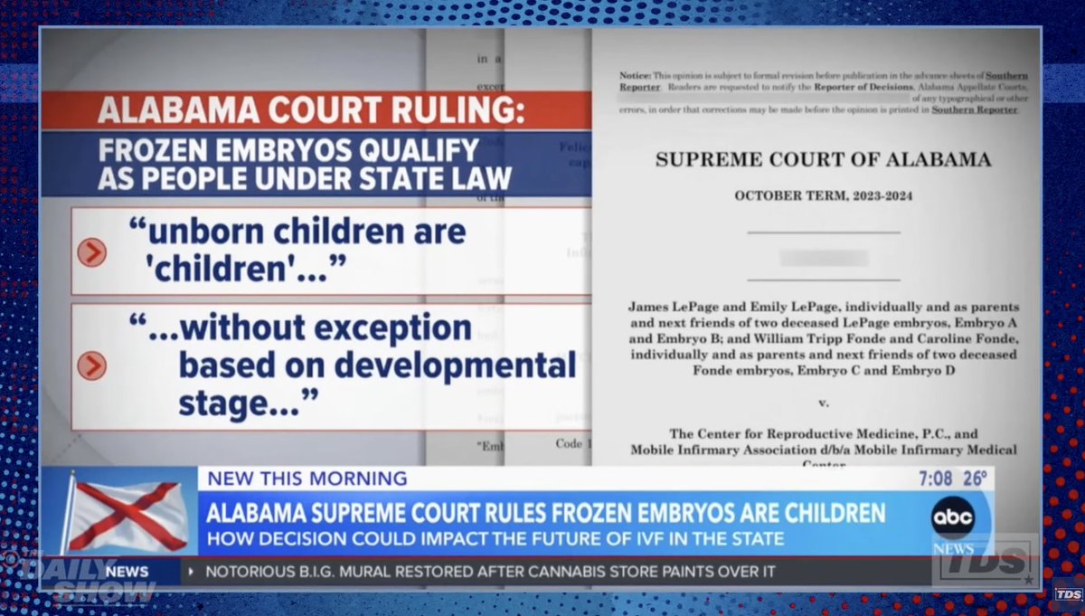 La Cour suprême d'Alabama vient de juger que les embryons sont des enfants quelque soit leur stade de développement... ce qui permet de juger pour homicide involontaire l'employé d'une clinique ayant fait tomber et détruit des embryons congelés