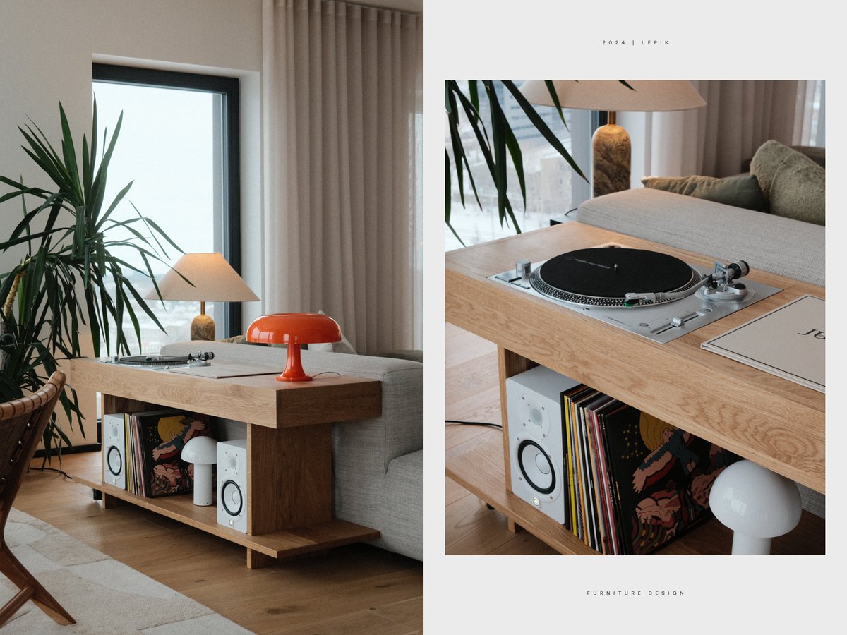 Oak wood record player stand for our living room.

My first ever furniture design to make it into physical form.

Truly happy with how it turned out!