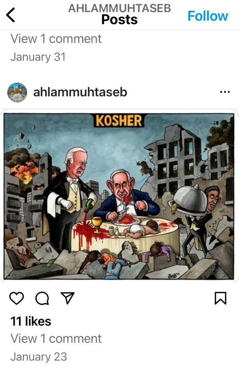 Scott_Wiener's tweet photo. We continue to see antisemitic postings by professors — people responsible for teaching our young people.

These latest are by a CSU San Bernardino professor — depicting the eating of dead Palestinians as “kosher” — &amp; Harvard faculty depicting Jews as killing people of color.🧵 https://t.co/H3LyAe3eLu