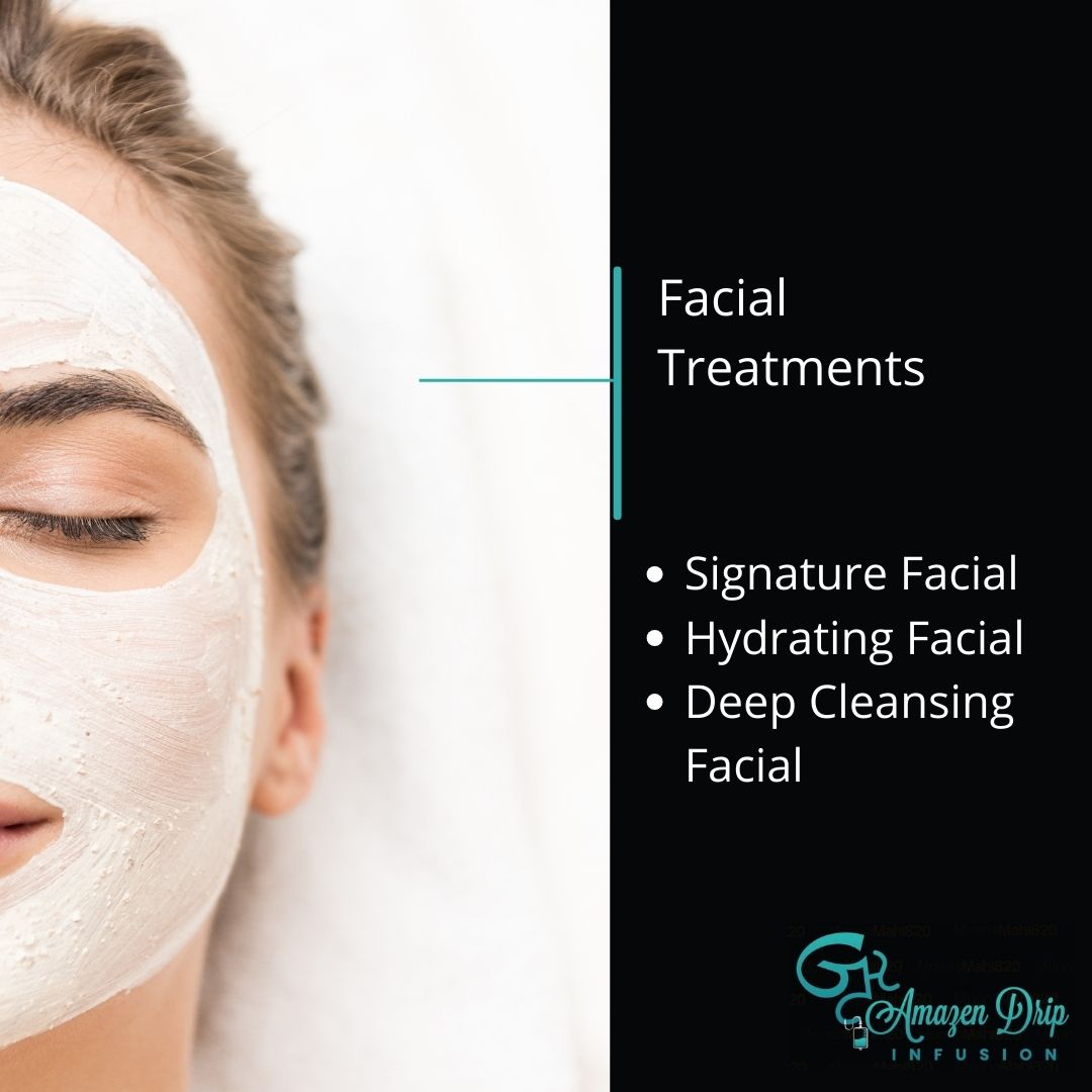 Reveal your skin’s true radiance with our range of luxurious facials. ✨ 

#AmazenDripInfusion #Wellness #IVInfusions #IVDrip #IVVitamins #IVTherapy #IVHydration #HealthAndWellness #Facials #FacialWaxing #Selfcare #BodyScrubs #WaxingServices #Detox #FootDetox