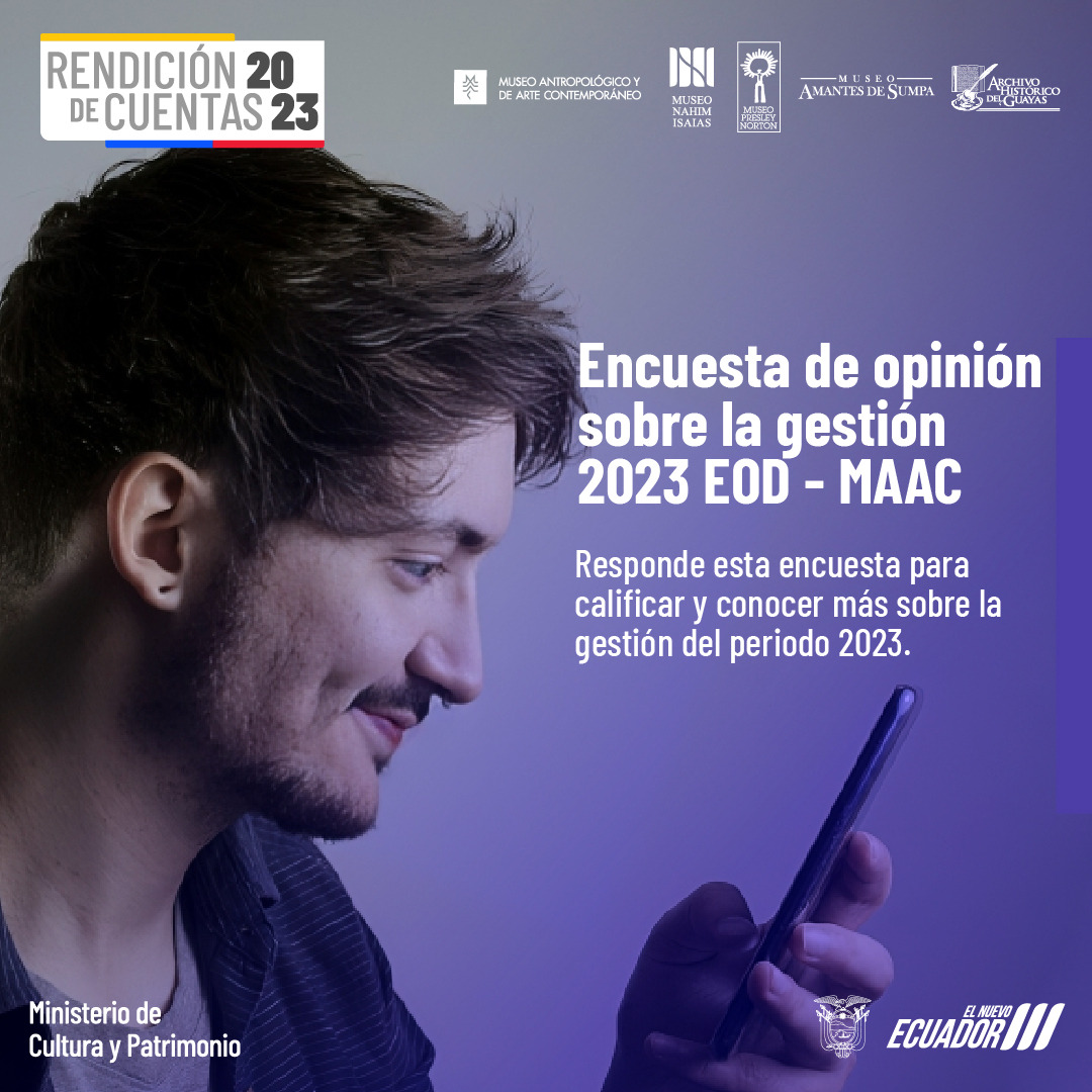 Te invitamos a responder esta encuesta que será parte del informe de la #RendiciónDeCuentas2023 de la EOD-MAAC, conformada por los museos Nahim Isaías, Presley Norton, Amantes de Sumpa, MAAC y el Archivo Histórico del Guayas.
Responde aquí: forms.gle/a14b2itEdoPBgk…