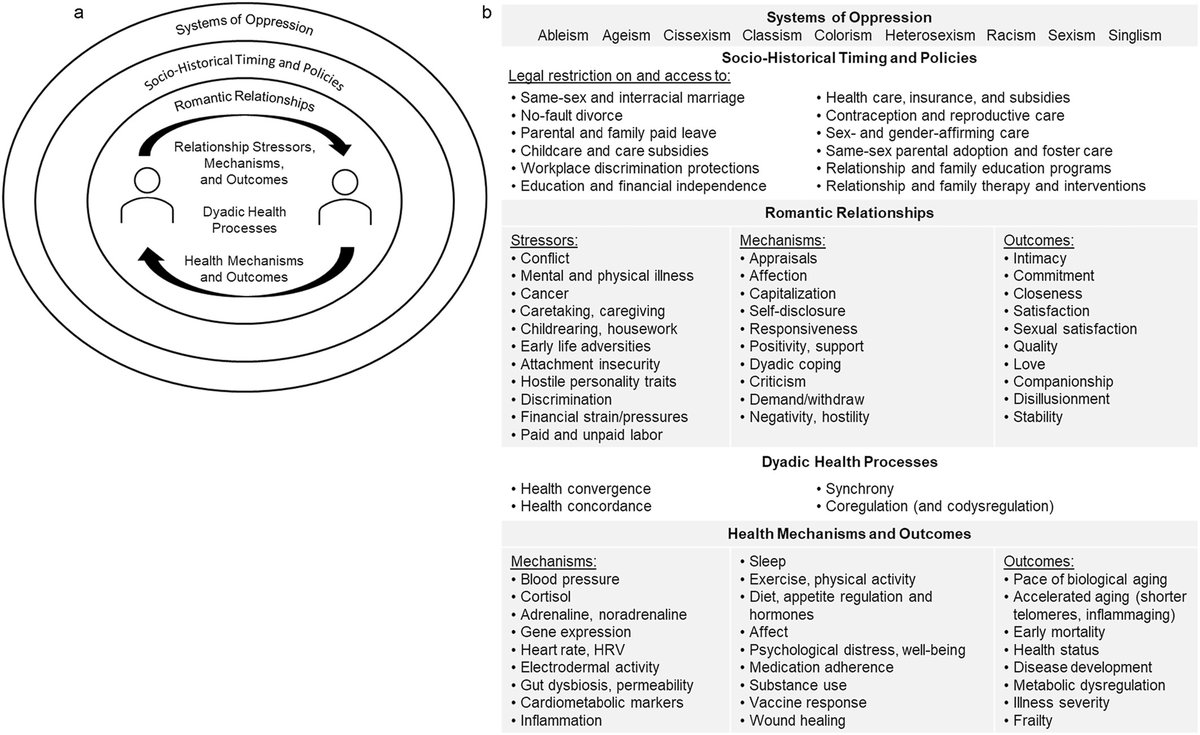 We take an ecological perspective and discuss how relationships and health are embedded within and influenced by broader social contexts, including the sociohistorical context, relationship and health policies, and systems of oppression