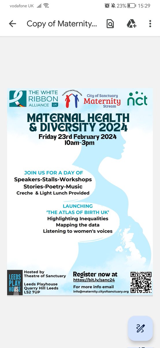 Fully booked event this Friday, watch this space for updates #MaternalHD2024 <a href="/WRA/">☀️</a> <a href="/LeedsPlayhouse/">Leeds Playhouse</a> <a href="/AsylumMatters/">Asylum Matters</a> <a href="/MafwaTheatre/">mafwatheatre.bsky.social</a> <a href="/CityofSanctuary/">City of Sanctuary UK 🧡</a>