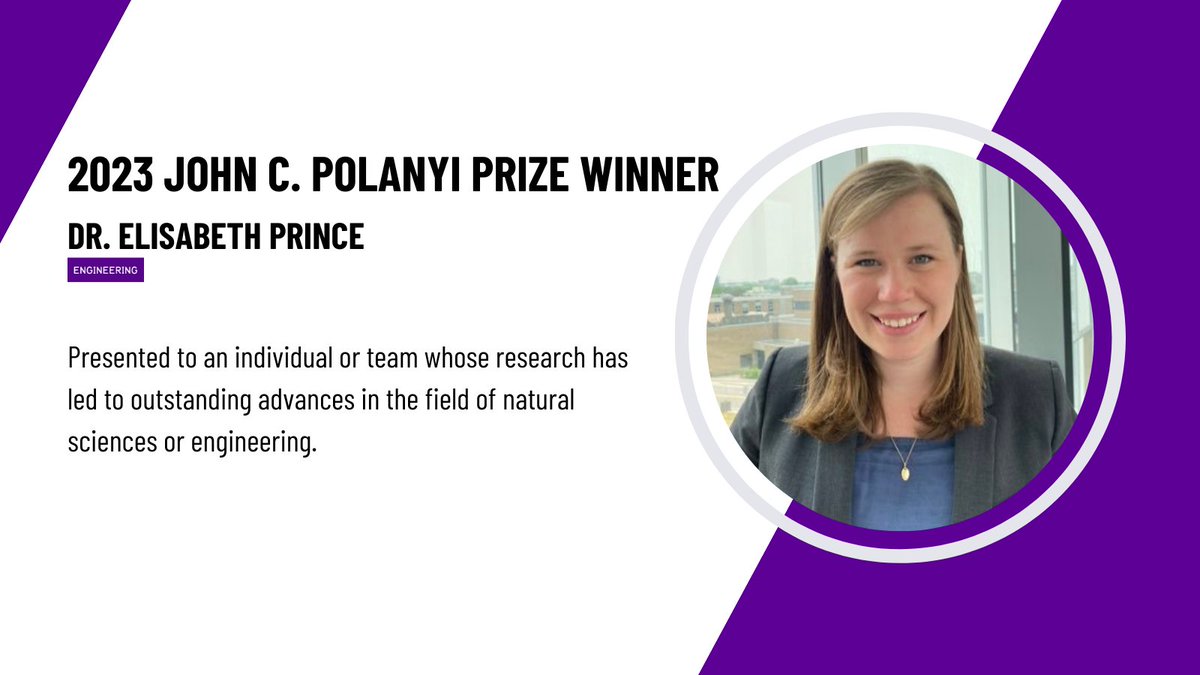 Congratulations to Dr. <a href="/EllieChemistry/">Elisabeth Prince</a>, assistant professor in the Department of Chemical Engineering for being awarded the John C. Polanyi Prize for her work to address the pressing challenge of reducing plastic waste.   

More: bit.ly/3SQeTFL | #UWaterlooProud 🖤💛