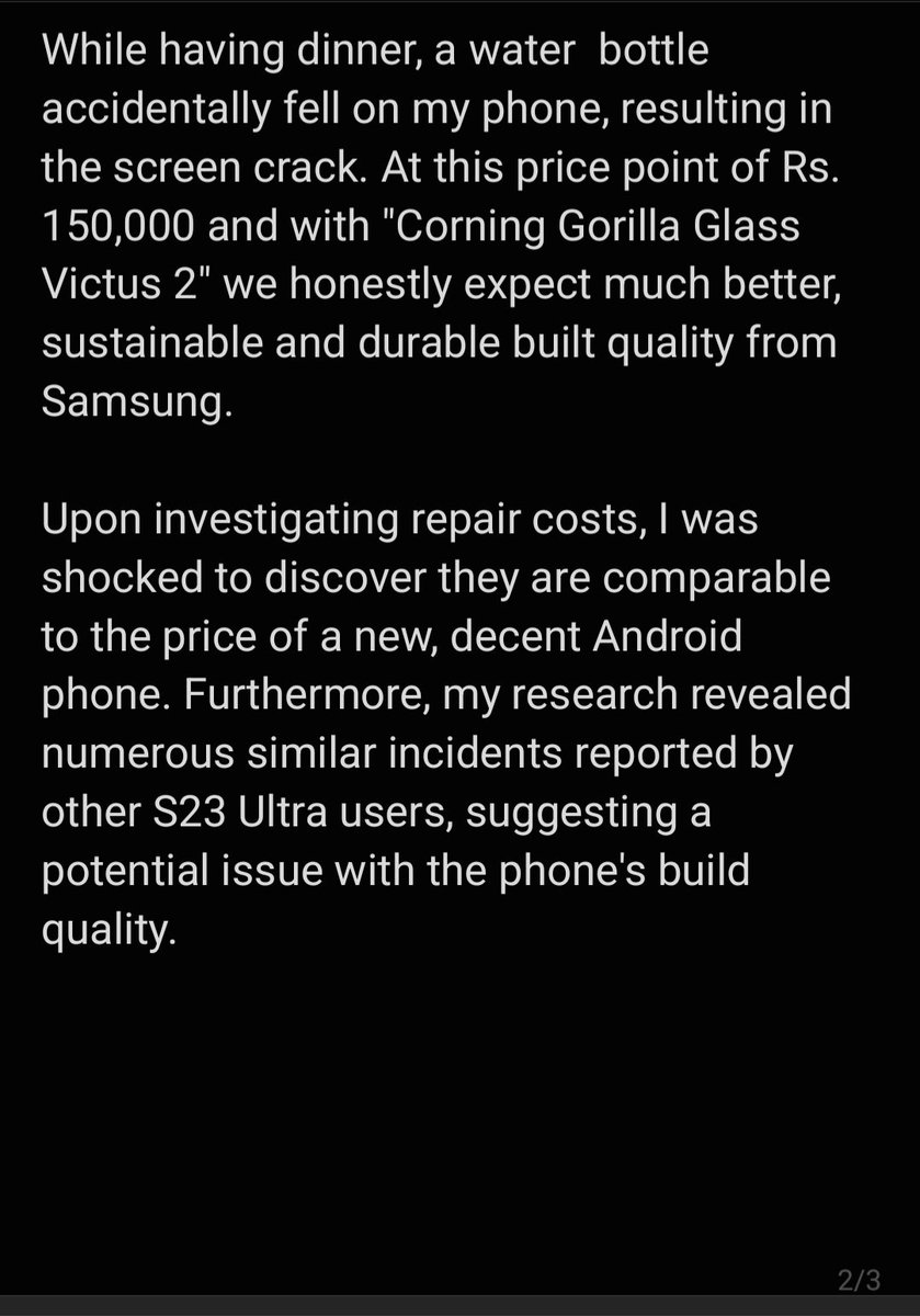 ShaileshP1012's tweet photo. Dear @SamsungIndia
@SamsungMobile
I'm writing to express my deep disappointment with the build quality of my S23 Ultra. PFA photos for detailed explanation. 
I expect a prompt and positive response regarding a solution for my cracked screen.
Thanks in advance. https://t.co/8X70GLPGYz