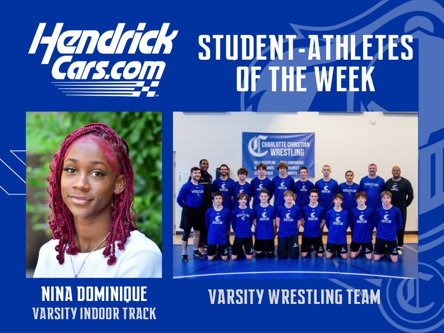 Congratulations to junior Nina Dominique of the varsity indoor track team and the varsity wrestling team, our HendrickCars.com Student-Athletes of the Week. For more information about these players, visit bit.ly/CCSathletics. #GoKnights #ccsKnights