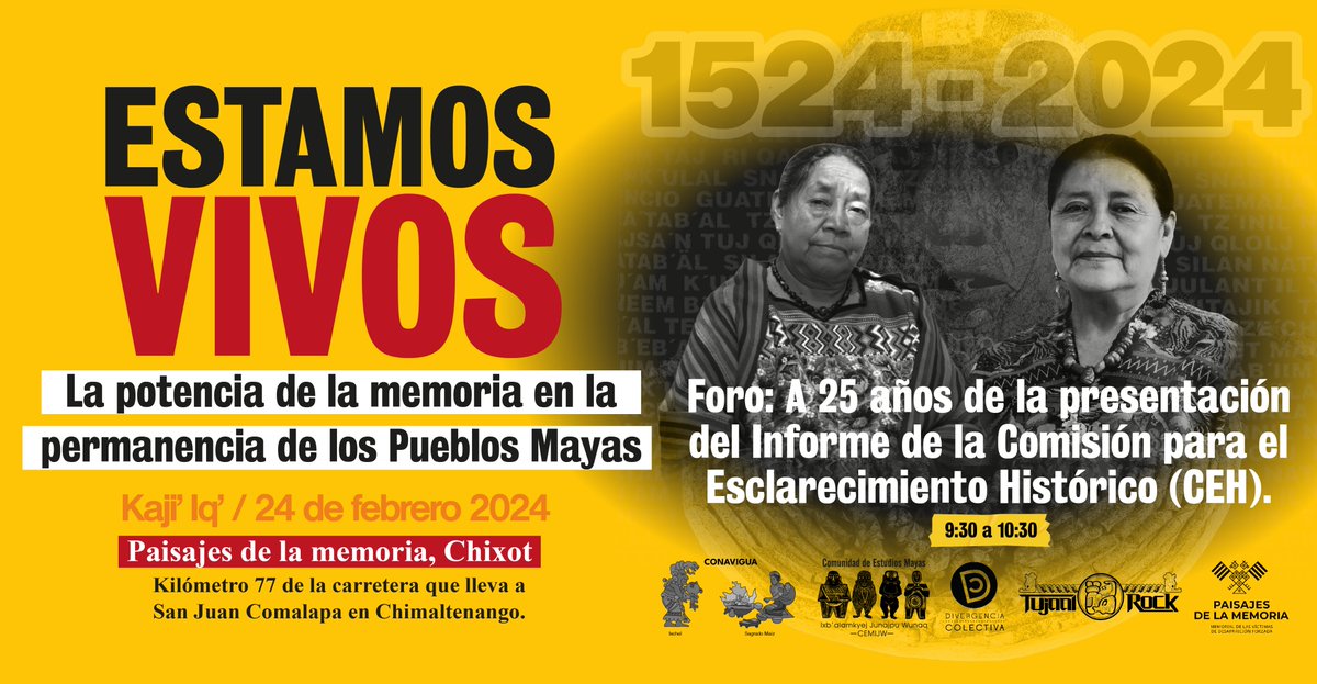 CEMIJW's tweet photo. Foro: 𝐀 𝟐𝟓 𝐚𝐧̃𝐨𝐬 𝐝𝐞 𝐥𝐚 𝐩𝐫𝐞𝐬𝐞𝐧𝐭𝐚𝐜𝐢𝐨́𝐧 𝐝𝐞 𝐥𝐚 𝐈𝐧𝐟𝐨𝐫𝐦𝐞 𝐝𝐞 𝐥𝐚 𝐂𝐨𝐦𝐢𝐬𝐢𝐨́𝐧 𝐩𝐚𝐫𝐚 𝐞𝐥 𝐄𝐬𝐜𝐥𝐚𝐫𝐞𝐜𝐢𝐦𝐢𝐞𝐧𝐭𝐨 𝐇𝐢𝐬𝐭𝐨́𝐫𝐢𝐜𝐨 (𝐂𝐄𝐇).
Organizado por CONAVIGUA. Participan 𝐑𝐨𝐬𝐚𝐥𝐢𝐧𝐚 𝐓𝐮𝐲𝐮𝐜 𝐲 𝐎𝐭𝐢𝐥𝐢𝐚 𝐋𝐮𝐱. https://t.co/8CWIP75woM