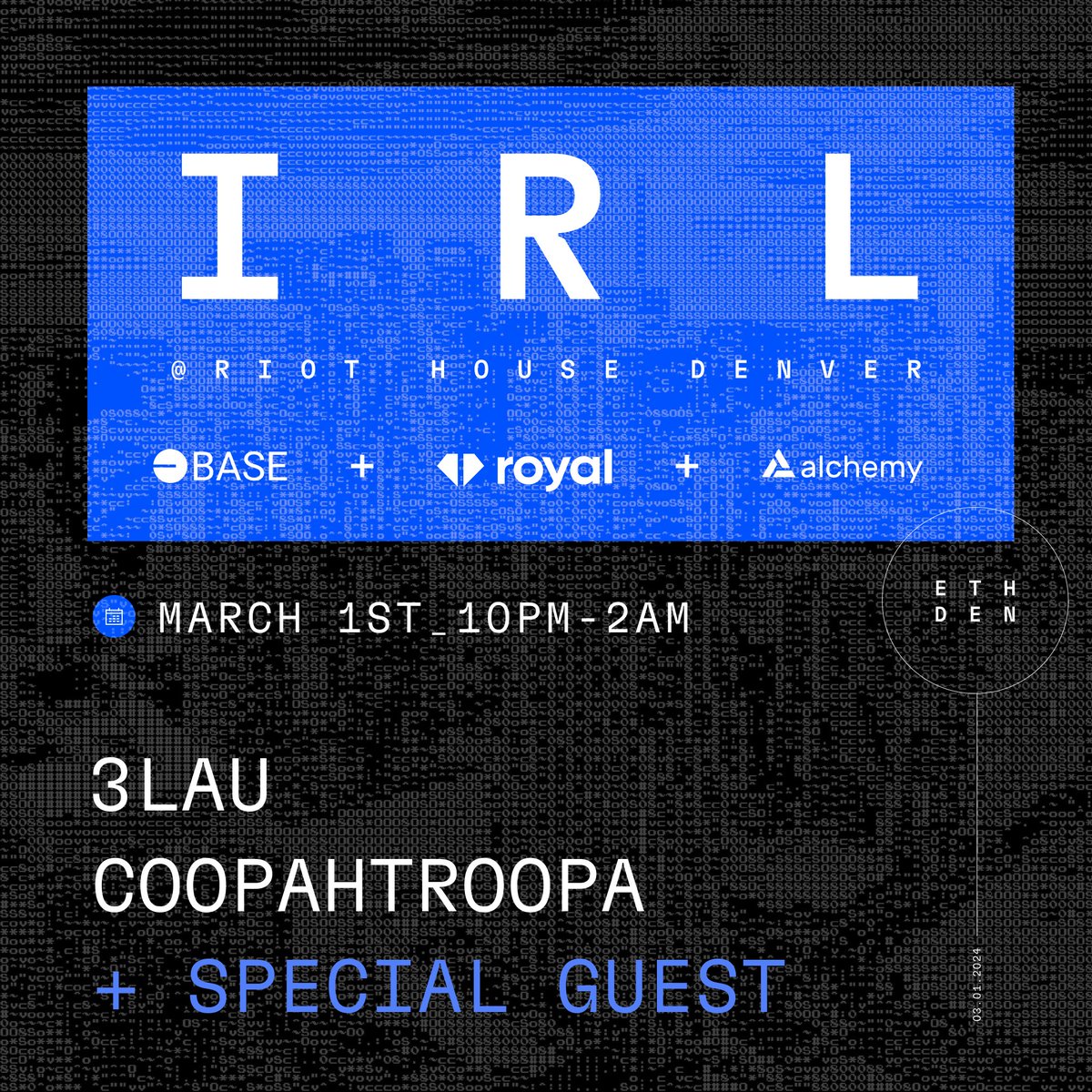 We are SO HYPED to tell you… We’re throwing a massive party with @base @alchemyplatform @joinroyal DJ sets by me + @Cooopahtroopa + a surprise! RSVP: lu.ma/w15qrcht