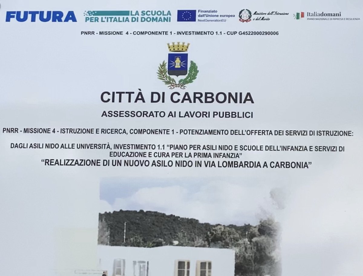 Manolo_Mureddu's tweet photo. Non solo l’efficientamento dell’istituto Pascoli e la costruzione di due mense scolastiche: 👉 PROCEDONO ANCHE I LAVORI PER LA REALIZZAZIONE DI DUE ASILI NIDO
Il primo nella via Lombardia e il secondo in via Brigata Sassari, a Carbonia. https://t.co/hmab0KpB7E