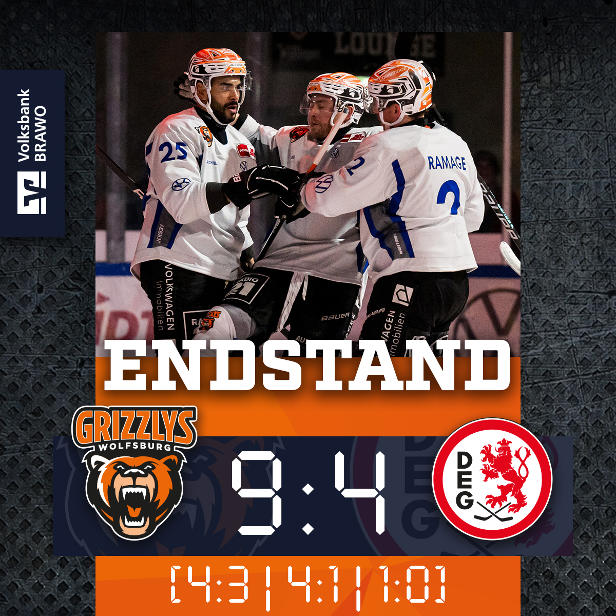 Was für ein Schützenfest in der Eis Arena - wir schlagen die Düsseldorfer EG mit 9:4! 🧡💪
#grizzlys