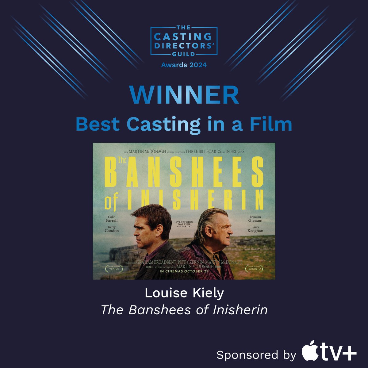 CDGNews's tweet image. Congratulations to @louisekiely on winning 'Best Casting in a Film' sponsored by @appletv 
.
#CDGAWARDS2024