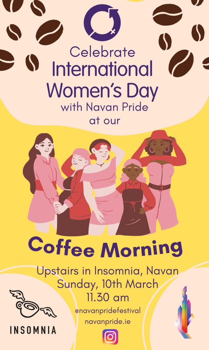 Navan Pride CLG (@navanpride) on Twitter photo Join #navanpride in <a href="/_InsomniaCoffee/">Insomnia Coffee</a> Navan on the 9th March to celebrate #InternationalWomensDay free teak, coffee and cakes. Guest Speakers to be announced, watch this space! #coffeemorning #insomniacoffee #pride #lgbtqcommunity #TransPride Join #navanpride in <a href="/_InsomniaCoffee/">Insomnia Coffee</a> Navan on the 9th March to celebrate #InternationalWomensDay free teak, coffee and cakes. Guest Speakers to be announced, watch this space! #coffeemorning #insomniacoffee #pride #lgbtqcommunity #TransPride