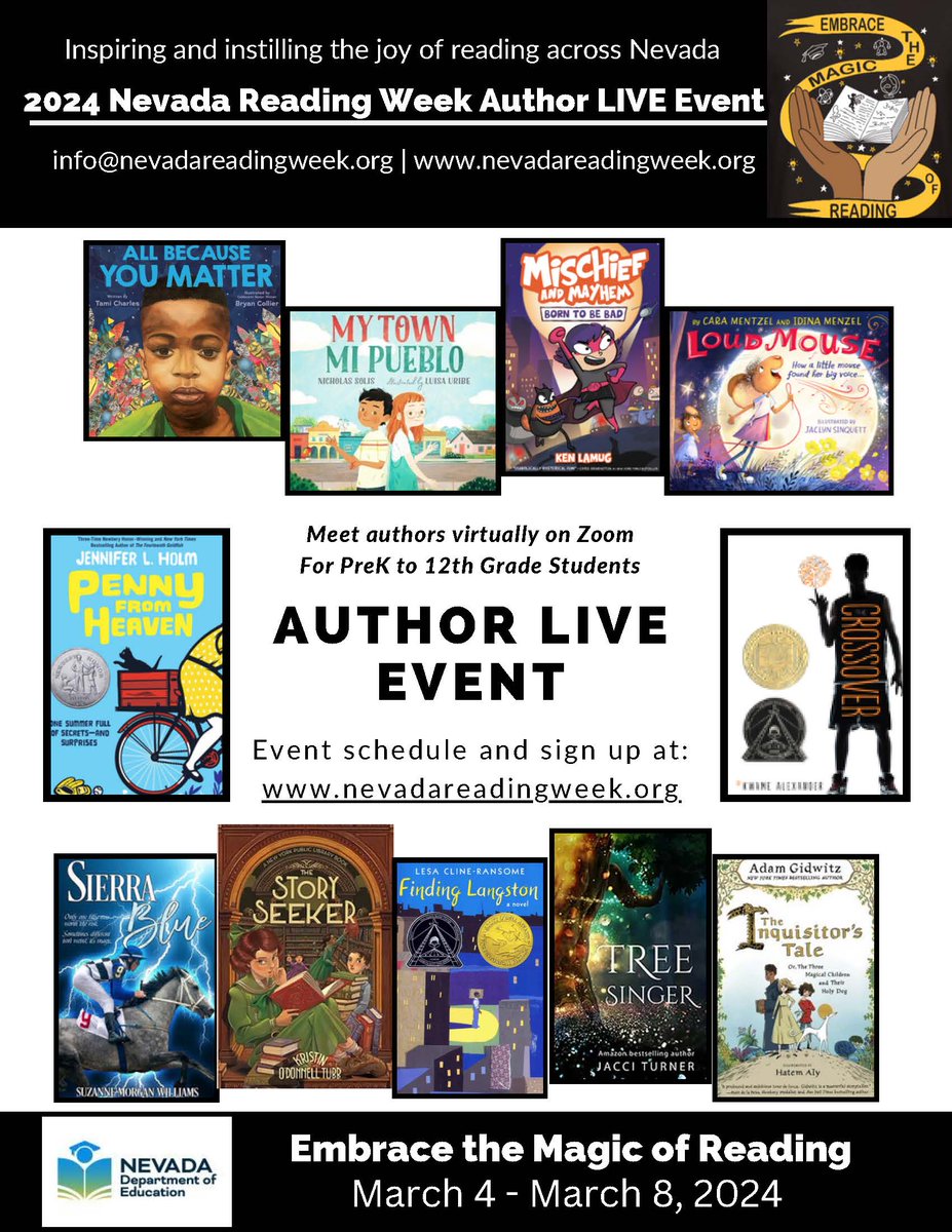 📚 Exciting Announcement! 🎉 Join us for a special treat during #NevadaReadingWeek Author LIVE Event as the phenomenal @kwamealexander takes the virtual stage! 🎤📖 Get ready for an inspiring session filled with poetry, storytelling, and literary magic. nevadareadingweek.org