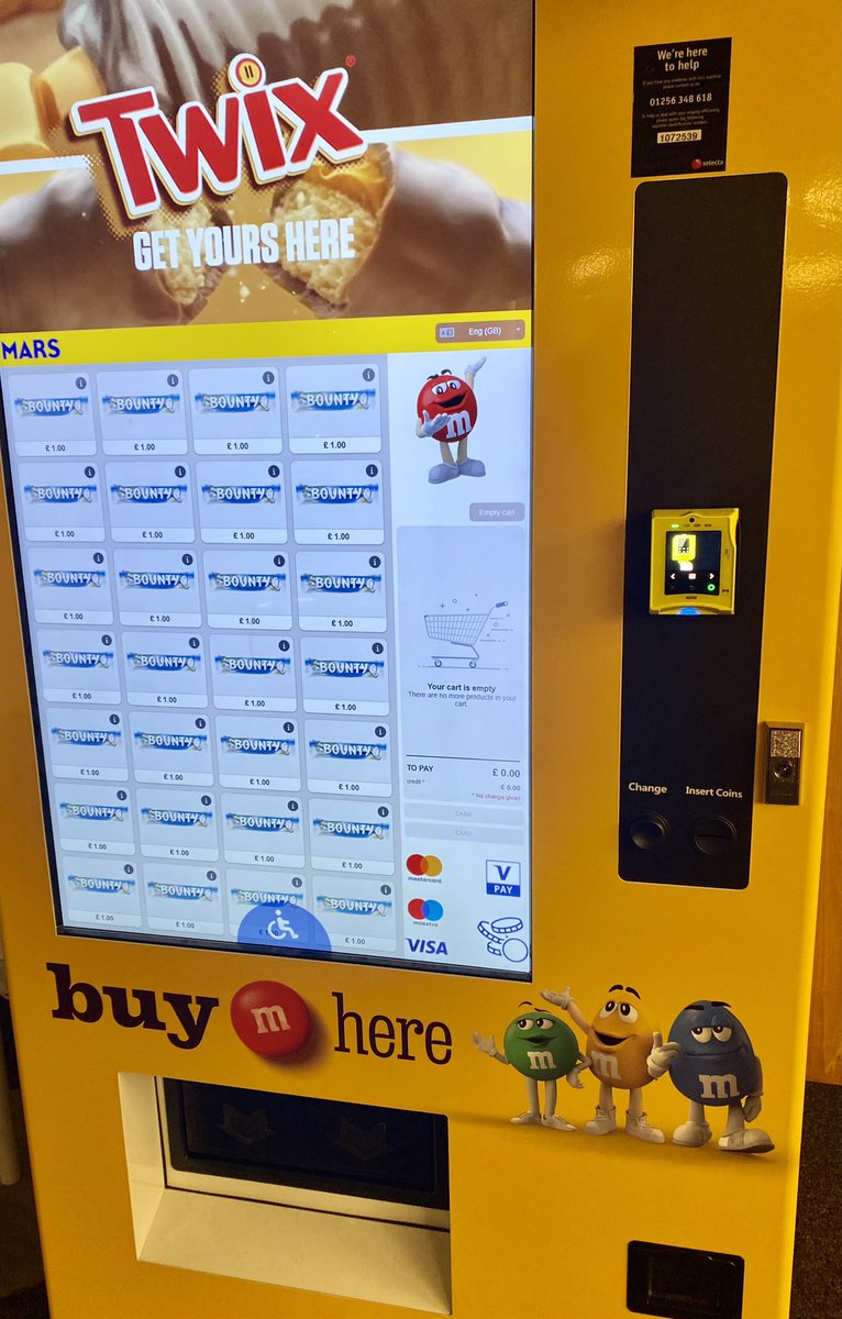 What kind of evil is this?!?! 😈 
Great looking vending machine, tv animations, the lot…Then I saw the selection!! 🤢🤯