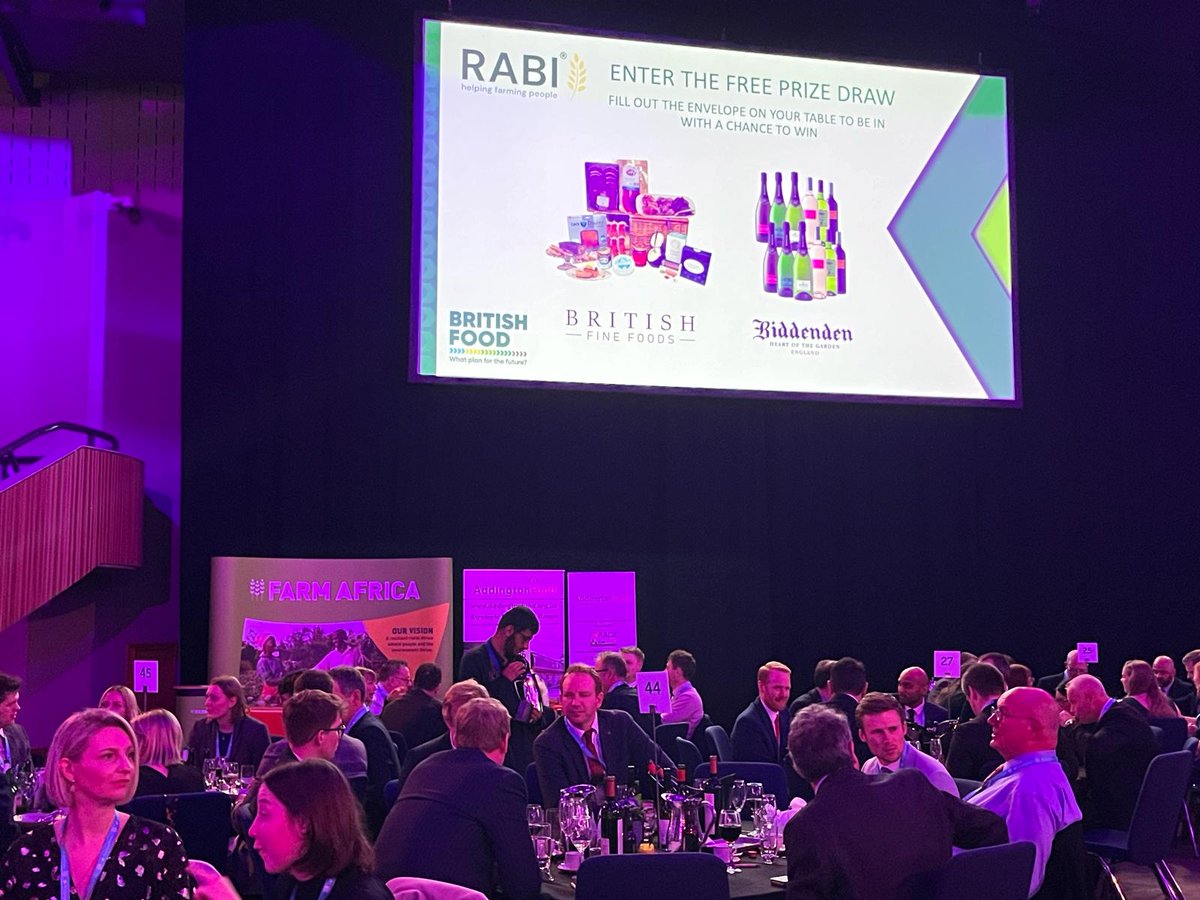 An incredible £18,500 was raised at last night's #NFU24 Conference Dinner. Thanks to our #NFU friends and all the guests for supporting #RABI as the official conference charity partner. Donations can still be made at bit.ly/3tEQZ7o @NFUtweets @BritishFineFood…