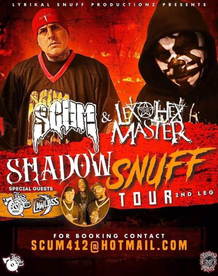 RecklessRXyz's tweet photo. 2Nd Leg of The @LyrikalSnuff SHADOW SNUFF TOUR with @SCUM412 @lexthehexmaster #MikahlLawless #MadopelliMusic #2ndLeg #ShadowSnuffTour #SCUM #LexTheHexMaster #LyrikalSnuff https://t.co/MEIQ8BdfnH