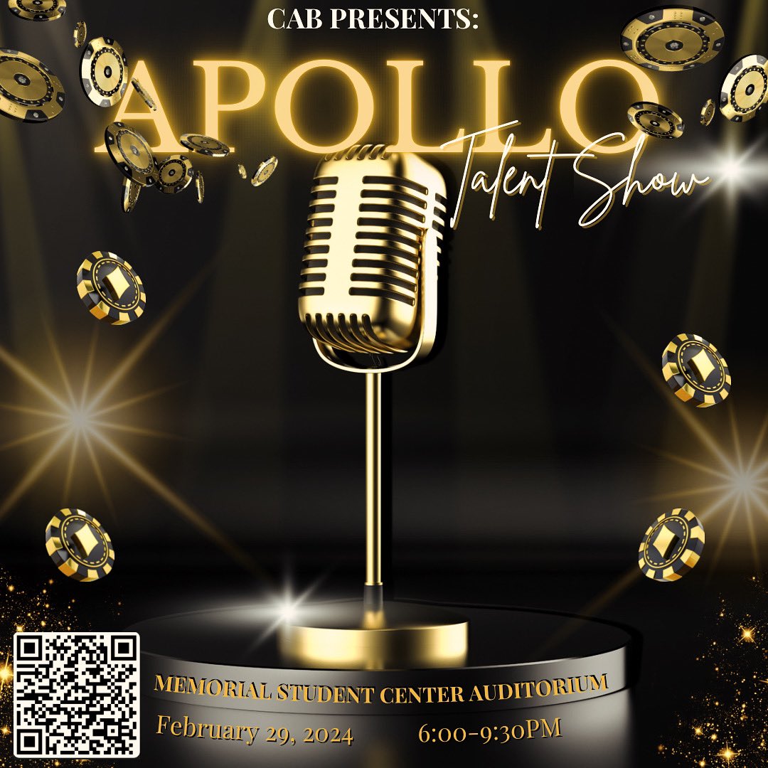 Lady’s &amp; Gentlemen, It is now Panther Time at the Apollo⭐️
Thursday, February 29, CAB is delivering to the campus of Prairie View a show like no other. If would like to showcase your skills and talents we will have sign ups in our Bio &amp; the QR code is on the Flyer! SEE YOU THERE