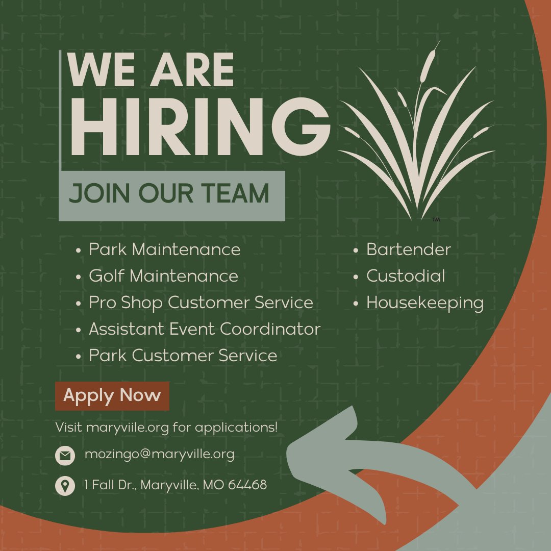Looking for immediate part-time employment? Join the team at Mozingo Lake Recreation Park! Positions include customer service roles and outdoor maintenance, providing a variety of options. Starting pay for all positions is $13 per hour. 

Apply today:  governmentjobs.com/careers/maryvi…